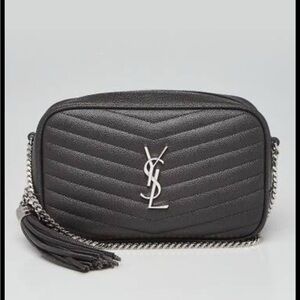 Yves Saint Laurent Black Chevron Crossbody Bag